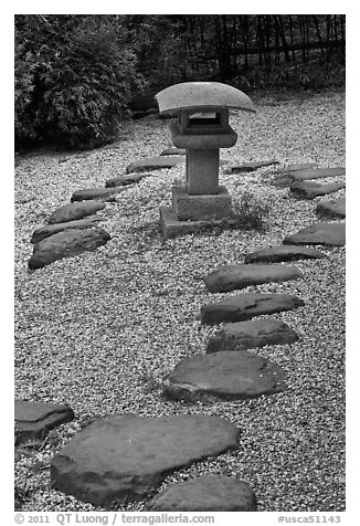 Zen garden, Hakone Estate. Saragota,  California, USA (black and white)
