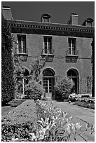 Garden and Filoli House. Woodside,  California, USA (black and white)