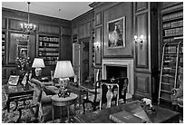 Room with antique furnishings, Filoli estate. Woodside,  California, USA ( black and white)