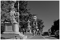 Main street and park, Sausalito. California, USA ( black and white)