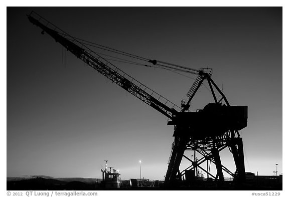 Crane at sunset, Shipyard No 3, Rosie the Riveter National Historical Park. Richmond, California, USA