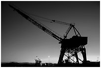Crane at sunset, Shipyard No 3, Rosie the Riveter National Historical Park. Richmond, California, USA ( black and white)
