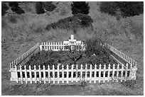 Grave of Blackie (horse), Tiburon. California, USA ( black and white)