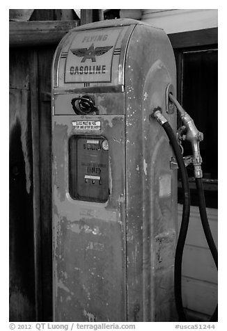 Old gas pump, China Camp State Park. San Pablo Bay, California, USA (black and white)