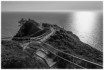 Overlook over Pacific Ocean, late afternoon. California, USA (black and white)