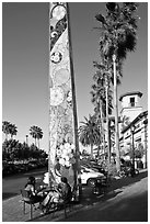 Decorated obelisk in shopping mall, Sunnyvale. California, USA ( black and white)