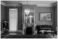 Piano room, John Muir Home, John Muir National Historic Site. Martinez, California, USA ( black and white)