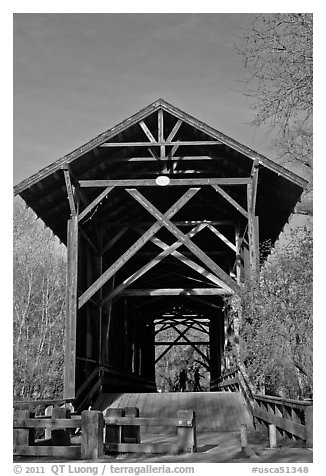 Felton Covered Bridge, tallest in America. California, USA (black and white)