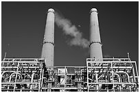 Natural gas powered electricity generation plant, Moss Landing. California, USA (black and white)