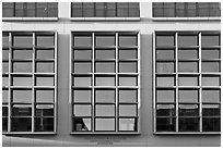 Facade detail, Knight Management Center, Stanford Business School. Stanford University, California, USA (black and white)