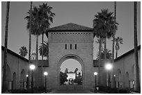 Gates at dusk, Main Quad. Stanford University, California, USA ( black and white)