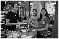Credit card transaction, Campus Bike Shop. Stanford University, California, USA ( black and white)
