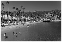 Children in water, Avalon beach, Catalina Island. California, USA (black and white)