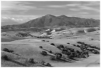 Gabilan Mountains raising above hills. California, USA ( black and white)