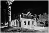 Kelso Depot at night. Mojave National Preserve, California, USA ( black and white)