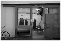 Room with rockets, Paramount Pictures Studios. Hollywood, Los Angeles, California, USA (black and white)