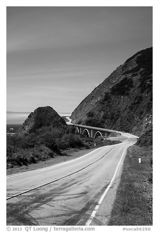 Highway 1 curve. Big Sur, California, USA (black and white)