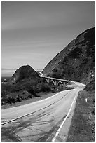 Highway 1 curve. Big Sur, California, USA ( black and white)