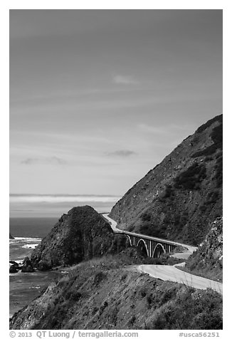 Winding Highway 1. Big Sur, California, USA (black and white)