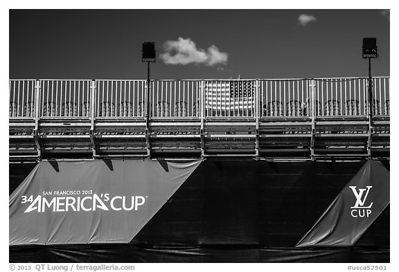 Americas cup empty bleachers from behind. San Francisco, California, USA (black and white)