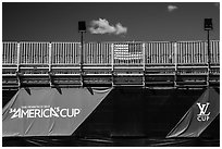 Americas cup empty bleachers from behind. San Francisco, California, USA ( black and white)