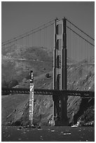 New Zealand Challenger America's cup boats and Golden Gate Bridge. San Francisco, California, USA ( black and white)