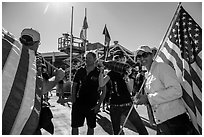 Supporters of team USA celebrating victory in America's Cup. San Francisco, California, USA ( black and white)