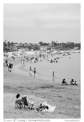 Beach on cloudy day, San Pedro. Los Angeles, California, USA (black and white)