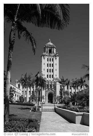 City Hall. Beverly Hills, Los Angeles, California, USA (black and white)