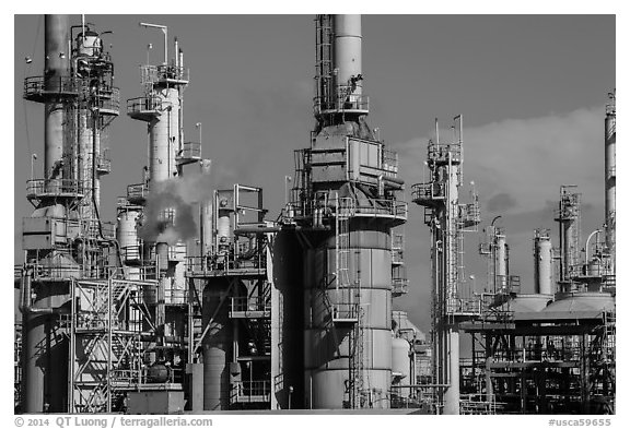 Oil refinery, Manhattan Beach. Los Angeles, California, USA (black and white)