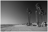 Deserted beach in winter. Newport Beach, Orange County, California, USA ( black and white)