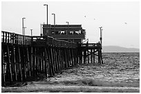 Newport Pier in late afternoon. Newport Beach, Orange County, California, USA ( black and white)