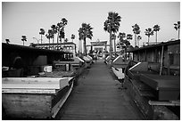 Dory Fishing Fleet market. Newport Beach, Orange County, California, USA ( black and white)