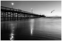 Newport Pier at sunset. Newport Beach, Orange County, California, USA ( black and white)