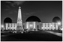 Griffith Observatory at night. Los Angeles, California, USA ( black and white)