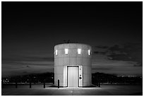 Elevator tower at night, Griffith Observatory. Los Angeles, California, USA ( black and white)
