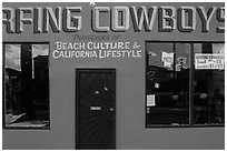 Surfing Cowboys storefront. Venice, Los Angeles, California, USA ( black and white)