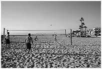 Beach volleyball, Hermosa Beach. Los Angeles, California, USA ( black and white)