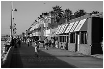 Beachfront promenade, Hermosa Beach. Los Angeles, California, USA ( black and white)
