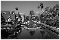 Bridge spanning canals. Venice, Los Angeles, California, USA ( black and white)