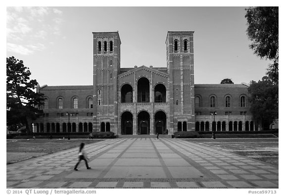 Royce Hall, UCLA landmark, Westwood. Los Angeles, California, USA (black and white)