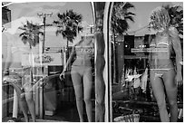 Beachwear in storefront, Manhattan Beach. Los Angeles, California, USA ( black and white)
