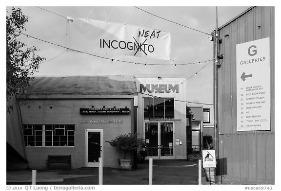 Santa Monica museum in Bergamot Station. Santa Monica, Los Angeles, California, USA (black and white)