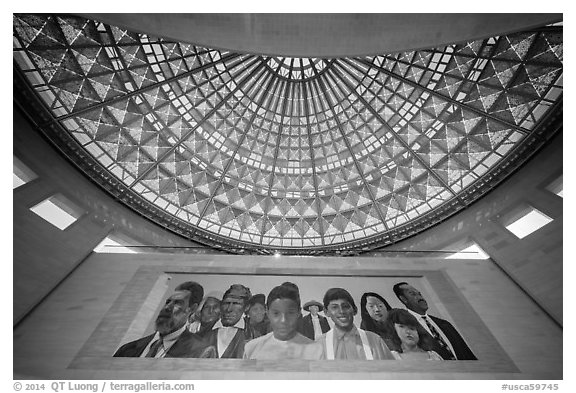 City of Dreams by Richard Wyatt and Dome, Union station. Los Angeles, California, USA (black and white)