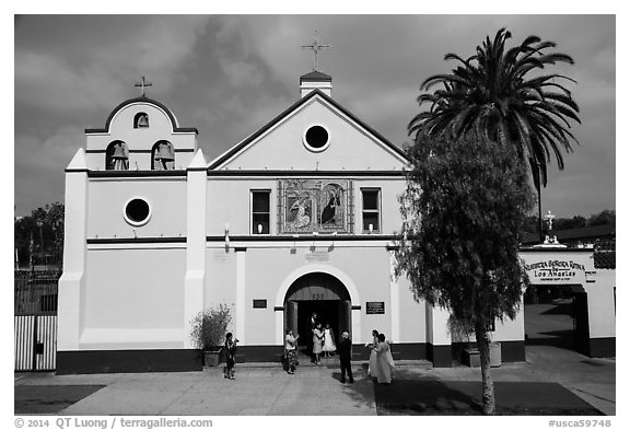 Mission Nuestra Senora Reina de Los Angeles. Los Angeles, California, USA (black and white)