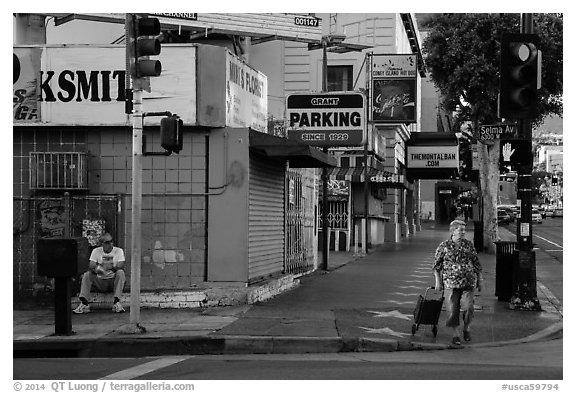 Sidewalk. Hollywood, Los Angeles, California, USA (black and white)