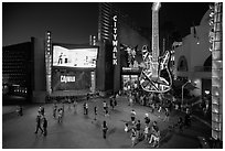 Universal Citywalk at night. Universal City, Los Angeles, California, USA ( black and white)