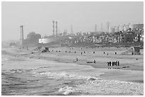 Beach and industrial facilities, Manhattan Beach. Los Angeles, California, USA ( black and white)