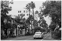 State Street on cloudy day. Santa Barbara, California, USA ( black and white)