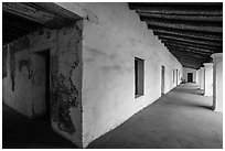 Galleries, El Presidio de Santa Barbara. Santa Barbara, California, USA ( black and white)